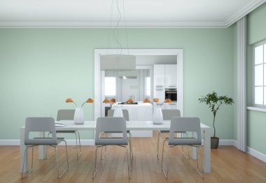 Yemek odası iç tasarım modern daire içinde