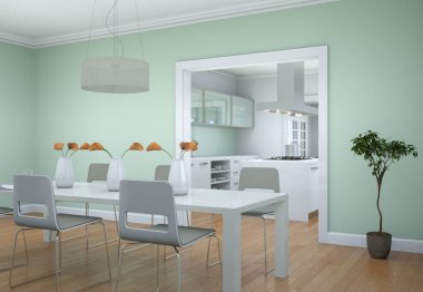 Yemek odası iç tasarım modern daire içinde