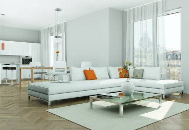 Modern parlak düz iç tasarım kanepeler