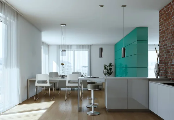 Moderno diseño interior plano brillante con sofás — Foto de Stock