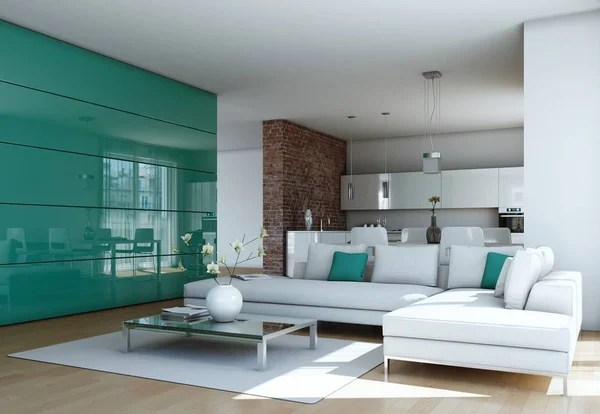 Modernes helles, flaches Interieur mit Sofas — Stockfoto