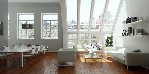 Современный светлый дизайн интерьера с диванами — стоковое фото