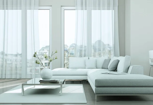 Moderne lichte platte interieur met sofa 's — Stockfoto