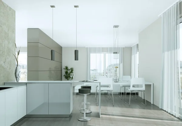 Moderno luminoso design interno piatto con divani — Foto Stock