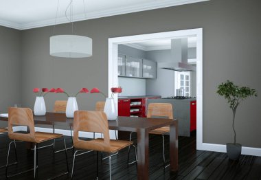 Yemek odası iç tasarım modern daire içinde