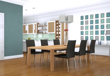 Yemek odası iç tasarım modern daire içinde