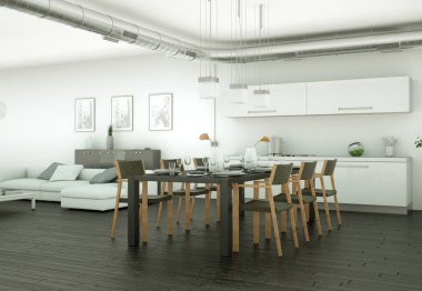 Yemek odası iç tasarım modern daire içinde