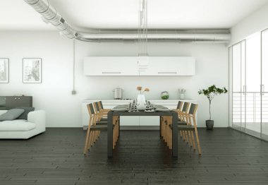 Yemek odası iç tasarım modern daire içinde