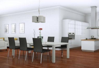 Yemek odası iç tasarım modern daire içinde