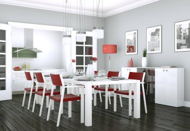 Yemek odası iç tasarım modern daire içinde