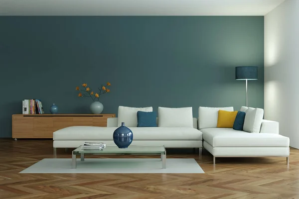 Modern living room interior design with concrete wall — Stock Photo, Image