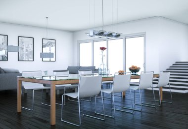 Yemek odası iç tasarım modern daire içinde