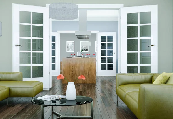 Modern bright interior design appartment — Stock Photo, Image