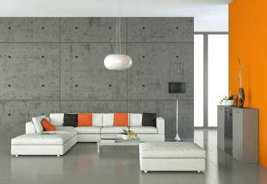 Beyaz kanepe ve tablo ile parlak Oda