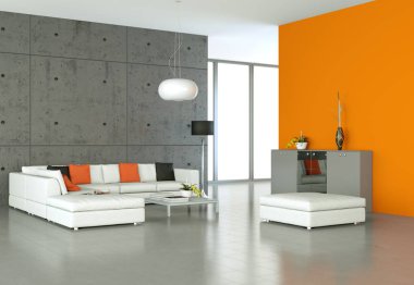 Beyaz kanepe ve tablo ile parlak Oda