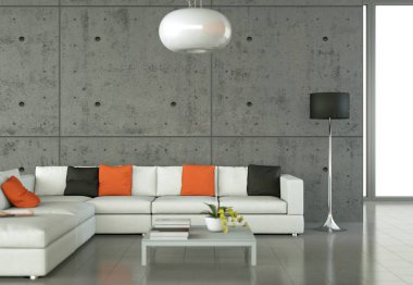 Beyaz kanepe ve tablo ile parlak Oda