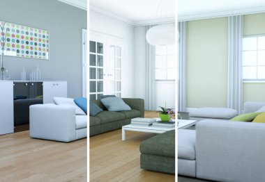 Bölünmüş renk değişimleri modern loft iç tasarım