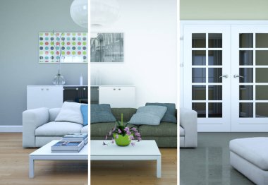 Bölünmüş renk değişimleri modern loft iç tasarım