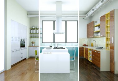 Güzel bir tasarım ile modern bir mutfak bölünmüş renk varyasyonları