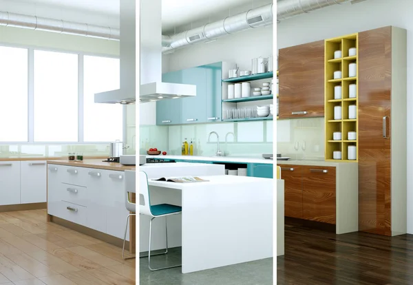 Varianti cromatiche frazionate di una cucina moderna con un bel design — Foto Stock