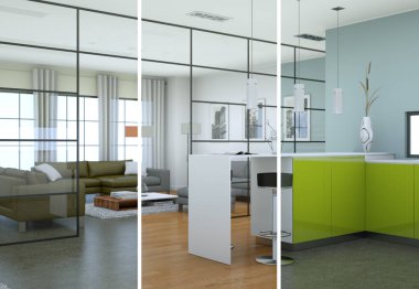 Güzel bir tasarım ile modern bir mutfak bölünmüş renk varyasyonları