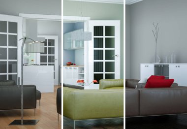 Bölünmüş renk değişimleri modern loft iç tasarım