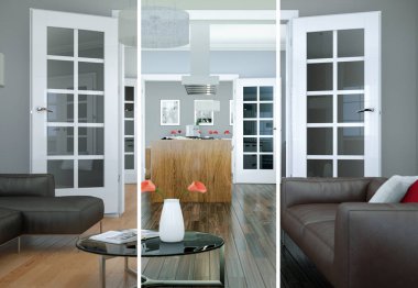 Bölünmüş renk değişimleri modern loft iç tasarım