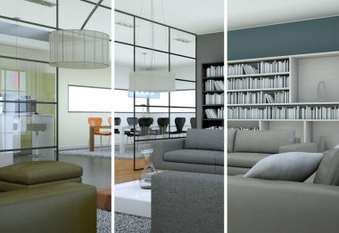 Bölünmüş renk değişimleri modern loft iç tasarım