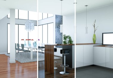 Güzel bir tasarım ile modern bir mutfak bölünmüş renk varyasyonları