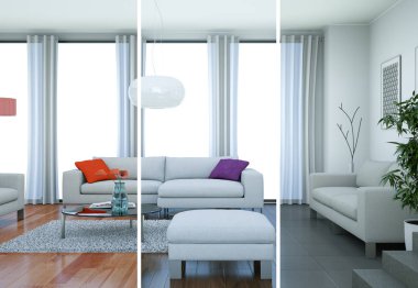 Bölünmüş renk değişimleri modern loft iç tasarım