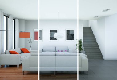 Bölünmüş renk değişimleri modern loft iç tasarım