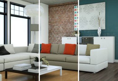 Bölünmüş renk değişimleri modern loft iç tasarım