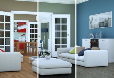 Bölünmüş renk değişimleri modern loft iç tasarım