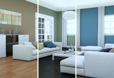 Bölünmüş renk değişimleri modern loft iç tasarım