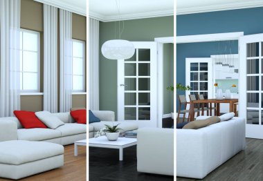 Bölünmüş renk değişimleri modern loft iç tasarım