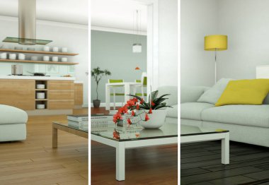 Bölünmüş renk değişimleri modern loft iç tasarım