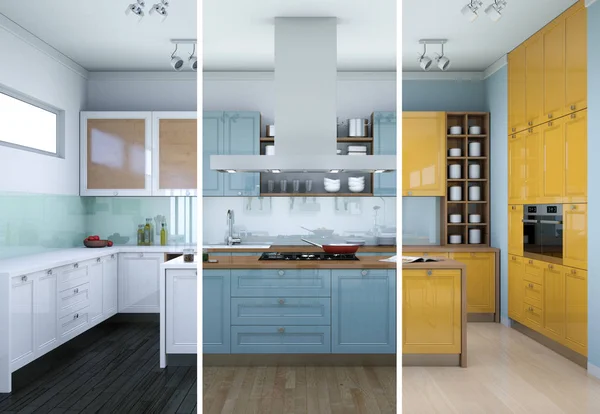 Variaciones de color divididas de una cocina moderna con un hermoso diseño — Foto de Stock