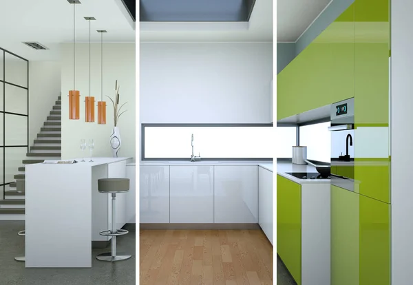 Indexverifieringen färgvariationer av ett modernt kök med en vacker design — Stockfoto