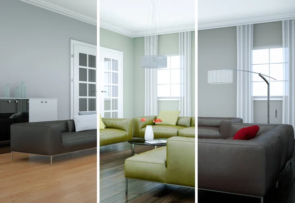 Varianti cromatiche frazionate di un moderno design d'interni a soppalco — Foto Stock