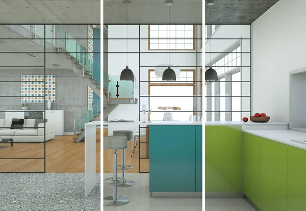 Indexverifieringen färgvariationer av ett modernt kök med en vacker design — Stockfoto