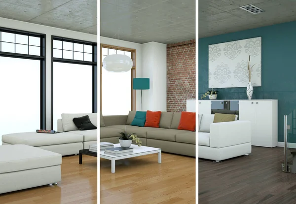 Gesplitste kleurvariaties van een moderne loft interieur — Stockfoto