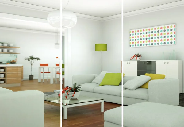 Varianti cromatiche frazionate di un moderno design d'interni a soppalco — Foto Stock