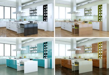 güzel bir tasarım ile modern mutfak dört renk değişme miktarı