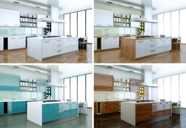 güzel bir tasarım ile modern mutfak dört renk değişme miktarı