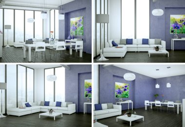 Modern iç çatı tasarım dört kez bakıldı