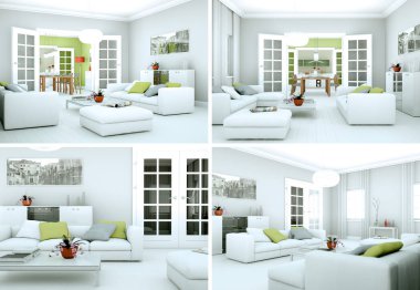 Modern iç çatı tasarım dört kez bakıldı