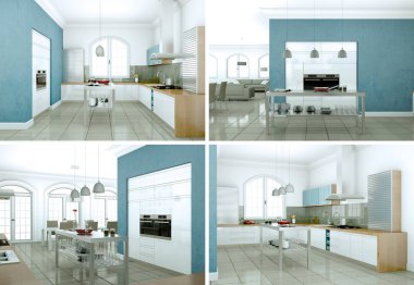 Modern iç çatı tasarım dört kez bakıldı