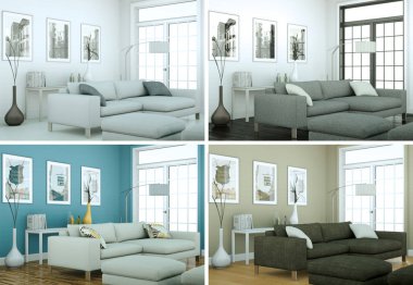 Modern iç çatı tasarım dört kez bakıldı