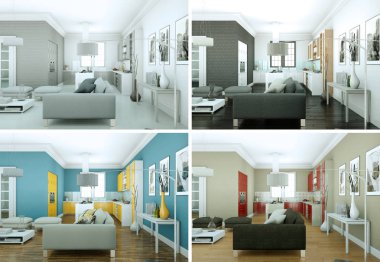 Modern iç çatı tasarım dört kez bakıldı