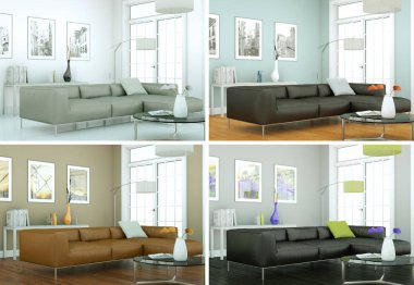 Dört renk değişme miktarı kanepe ile parlak odası